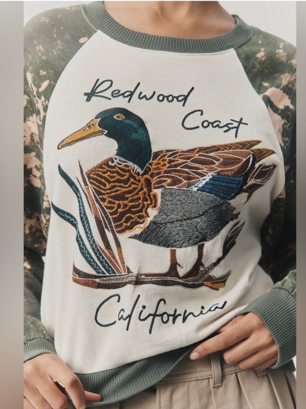 Anthropologie The Niki Bubble Sweatshirt by Pilcro Redwood Coast California Duck - Picture 4 of 7